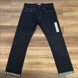 Uniqlo Slim Fit Straight Selvedge Dark Blue Jeans 32X32 NWT